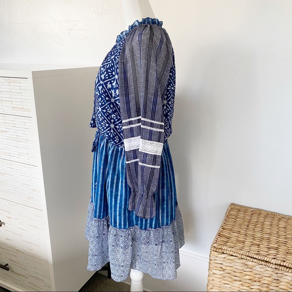 Hemant & Nandita Susan Indigo Dress Long Sheer Sl… - image 6